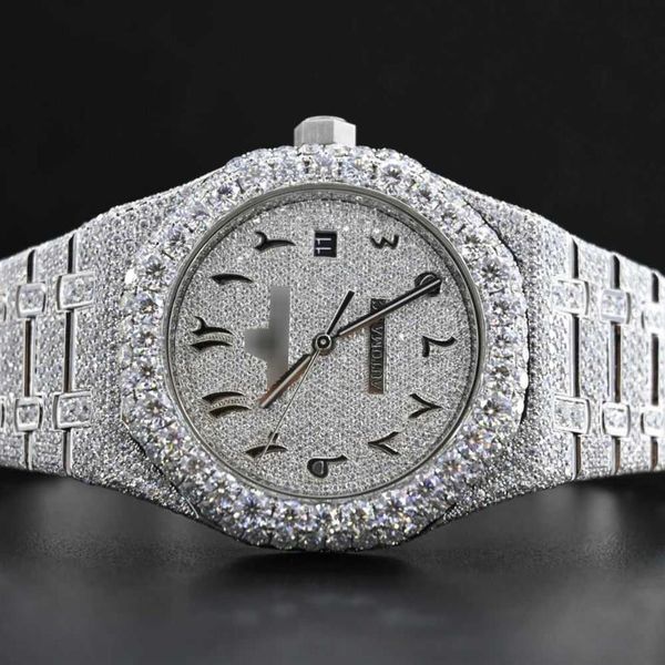 Montres-bracelets hip hop diamant montre ronde coupe toutes tailles personnaliser VVS1 montre en diamant fait à la main pour hommes diamant watch276r
