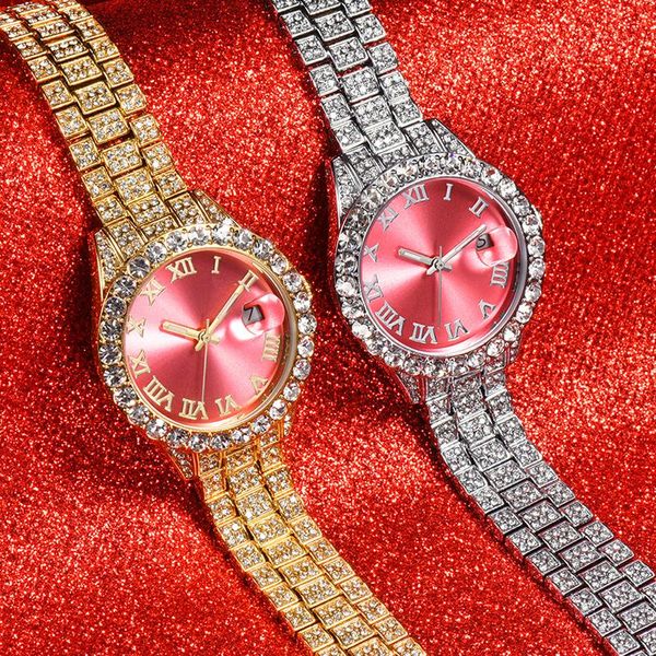 Montre-bracelets Hip Hop Femmes Watch 2023 Free Drop Luxury Full Bling Iced Out Diamond Womens Watches Female Quartz Dames Wristwatchwristwatch