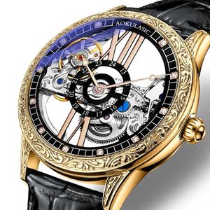 Montre-bracelets Hollow Out Full Automatic Mechanical Watch for Men haut de gamme et belle étanche lumineuse