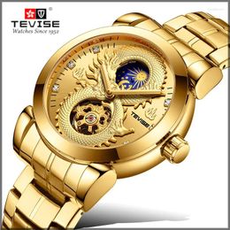 Montre-bracelettes Hollow Tourbillon Automatique Mécanique Men Men Moon Phase Affichage Glow-in-the Dark Sports imperméables