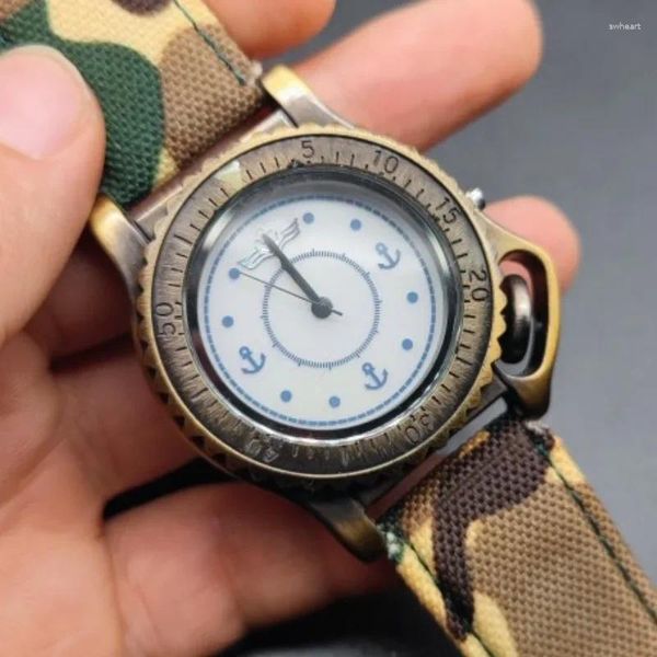 Montres-bracelets Hommage Montre Marine Style Militaire Super Lumineux Vintage Hommes Quartz Drop
