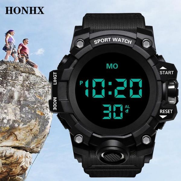 Relojes de pulsera HONHX 2021 de la mejor marca para Hombre y mujer, Reloj Digital LED con fecha, deportivo, para exteriores, resistente al agua, Reloj electrónico para Hombre FN70