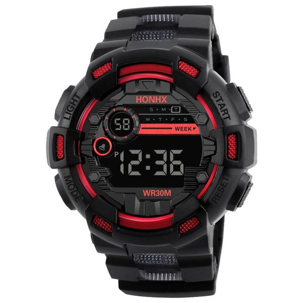 Montres-bracelets Honhx Watch Digital Six styles de montres électroniques de sport cool avec quatre boutons cadeaux