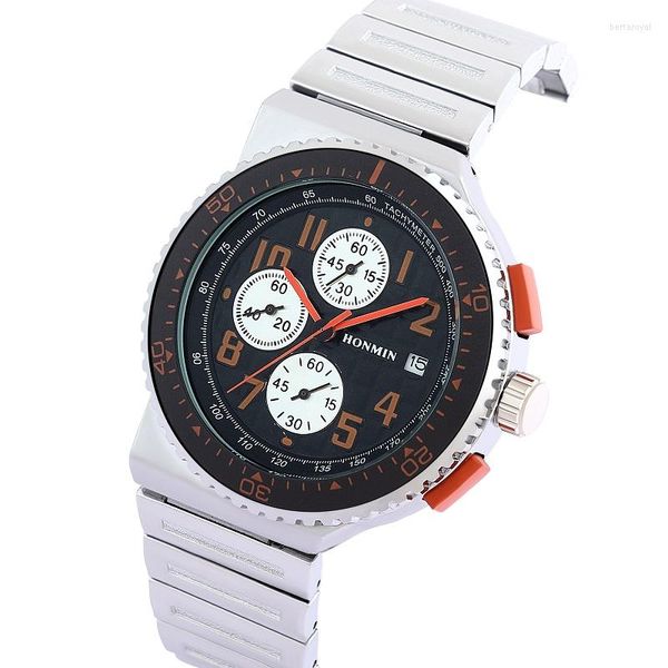 Relojes de pulsera Honmin Genuino Multifuncional Correa de acero inoxidable Reloj de cuarzo Venta de moda Relogio Masculino