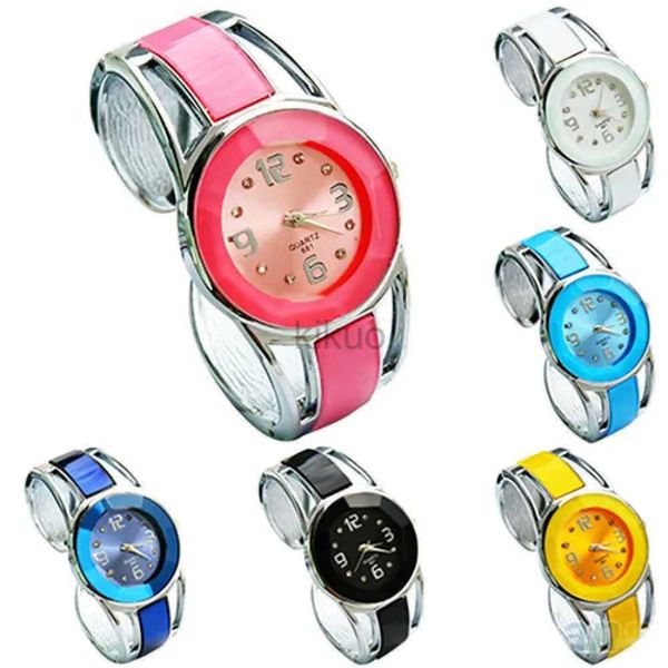 Relojes de pulsera Ventas calientes Mujeres Moda Apertura Extremo Cuarzo Analógico Caja redonda Pulsera Brazalete Reloj de pulsera 24329