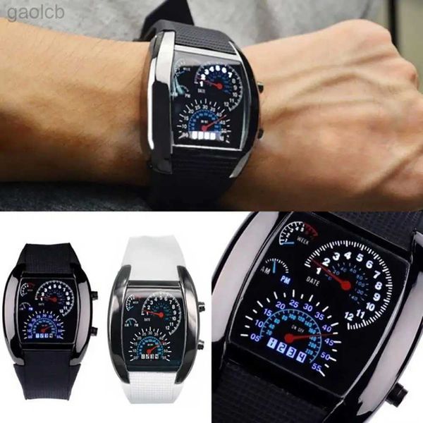 Relojes de pulsera SALESNew Llegada Moda Hombres Mujeres LED Digital Dashboard Patrón Dial Sport Reloj de pulsera Regalo 24319