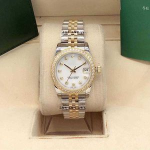 Polshorloges hots verkoper klassieke dames 31 mm automatische manipulator bezel kleine diamant roestvrij stalen saffier mode waterdichte ladies