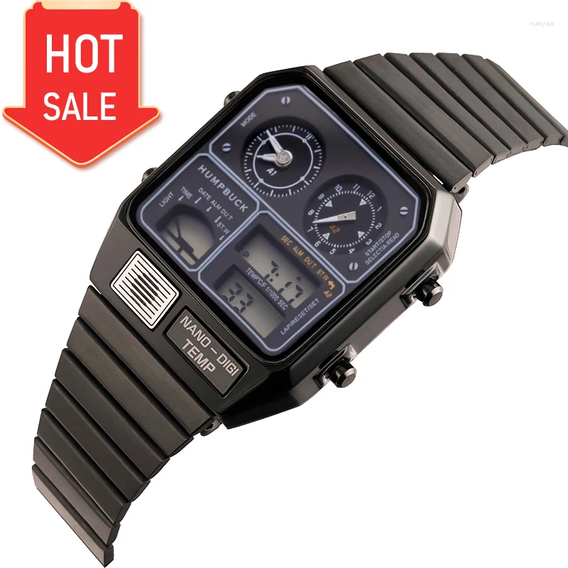Zegarek na rękę humpbuck wielofunkcyjny kwadratowy zegarek elektroniczny Wodoodporny alarm