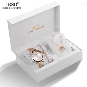 Montres-bracelets IBSO marque cristal Design femmes montre Bracelet collier ensemble femme bijoux mode créatif Quartz dame cadeau