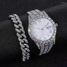 Polshorloges Iced Out Bracelet Watches for Men Full Watch Quartz PolsWatch Hip Hop Gold Diamond Mens Set reloj dropwristwatches T187T
