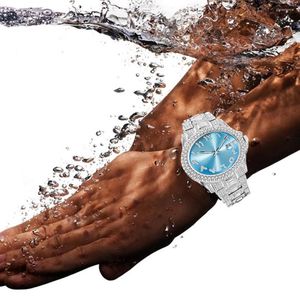 Muñecos de pulsera Reloj o Out Watch For Men Luxury Gold Full Diamond Mens Watches Hip Hop Waterproof Dication Clock Producto de venta 2023