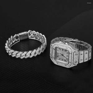 Polshorloges Iced out Watch Men Mens kijkt volledige diamant cz kwarts heren waterdichte hiphop mannelijke klokcadeau voor