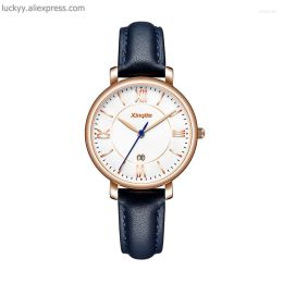 Relojes de pulsera INS Fashion Quartz Lady Watch Correa de acero inoxidable Oro rosa Mujer Blanco Rojo Marrón Azul Reloj de pulsera de cuero A247