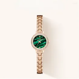 Montres-bracelets Ins Light Luxury Retro Small Green Watch Women's Waterproof Quartz Girls Famous