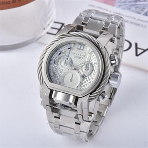 Horloges Invicible Ongeslagen BOLT ZEUS Roestvrij Staal Goud Zwart Mannen Mode Business Quartz Horloge Reloj Drop278r