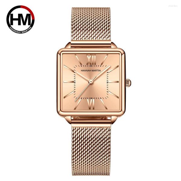 Montres-bracelets japon mouvement à Quartz mode femmes montre dames montres Simple or Rose maille femme horloge goutte