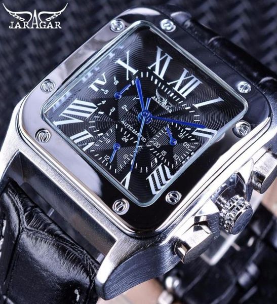 Relojes de pulsera Jaragar Retro Lujo Diseño clásico Cinturón de cuero genuino 3 Dial Número romano Hombres Reloj automático Top Brand Mechanical3199771