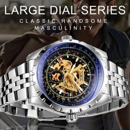 Montre-bracelets Jaragar squelette conception de montres mécaniques automatiques masculines