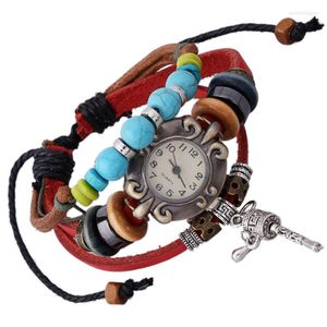 Polshorloges Jessingshow 2022 vrouwen casual vintage meerlagige lager echte lederen armband dames pols horloge handgemaakte gevlochten horloges