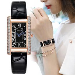 Horloges Jessingshow Dameshorloges Mode Dameshorloge Leer Luxe Rechthoek Diamant Quartz Horloge Geschenken Bracelet257t