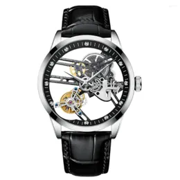 Montres-bracelets JINLERY Hollow Diamond Tourbillon Watch Special Skeleton Mechanical Hand Wind Luxury Wristwatch Steel Leather Sapphire Clock