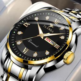 Montres-bracelets Jlanda Hommes Mode Business Quartz Montres Top Full Acier Étanche Analogique Hommes Calendrier Horloge
