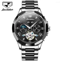 Montre-bracelets Jsdun Luxury Watch For Men Skeleton Hollow Out Flywel Automatic Mécanical Wristwatch Moon Phase Calendar étanche