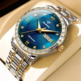 Horloges JSDUN herenhorloge Top echte luxe diamant automatisch mechanisch klassieke stijl dubbele kalender waterdicht
