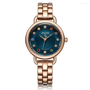 Montres-bracelets Julius Lady montre pour femme MIYOTA mode heures coloré Bracelet de pierre de naissance horloge d'affaires fille anniversaire Saint-Valentin