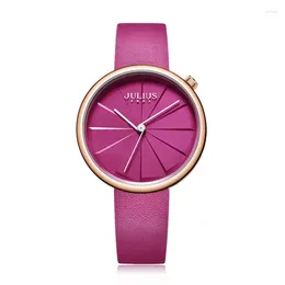 Montre-bracelets Julius Watch's Watch Japan Quartz Hours Robe de mode Bracelet Real Leather Retro Simple Valentine Girl's Birthday Box