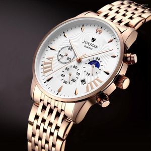 Polshorloges Junjean Business Casual heren horloge waterdichte kwarts lichtgevende display klok dubbele tweedehands roestvrijstalen band