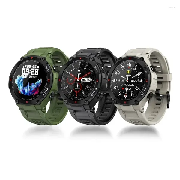 Relojes de pulsera K27 Pulsera inteligente al aire libre 1.28 pulgadas IPS Reloj impermeable Monitoreo Frecuencia cardíaca Presión arterial y movimiento de oxígeno