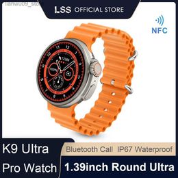 Montres-bracelets K9 Ultra Pro Écran rond Smart Watch Hommes 1,39 pouces 360 * 360 Bluetooth Call Sport Track sans fil Charge étanche Smart WatchQ231123
