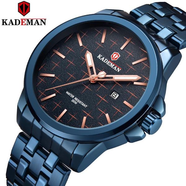 Montres-bracelets KADEMAN montres hommes 2023 mode Cool beau montre en or hommes luxe Quartz vie étanche bracelet en acier inoxydable