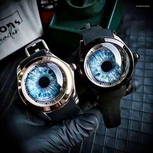 Horloges KAFYASE Fashion Earth Bubble Rubber automatische horloges Luxe heren 46 mm mechanisch Art Eye Ball Dial klassiek horloge