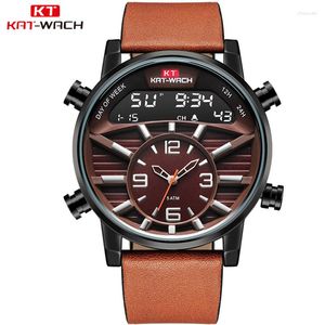 Polshorloges Kat Electronic Watch Men Militaire Big Dial Sports Dual Display Led Digital Quartz PolsWatch Waterdichte Relogio Masculino