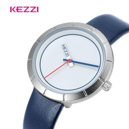 Montres-bracelets KEZZI montres-bracelets pour femmes en cuir Quartz argent poche rouge Montre Femme horloge Feminino Montre Bayan Kol Saati