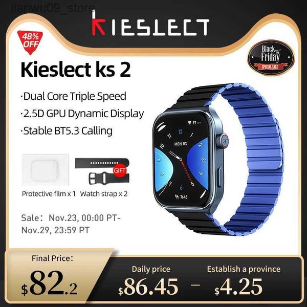 Relojes de pulsera Kieslect KS2 Smart Watch Bluetooth Llamadas 2.01 pulgadas Pantalla Amoled Dual Core Android Smartwatch para mujeres 300mAh Reloj deportivoQ231123