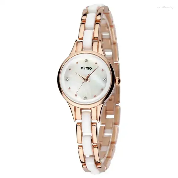 Relojes de pulsera Kimio marca mujer vestido de lujo damas analógico reloj impermeable cristal relojes de cuarzo para mujeres Montre Femme