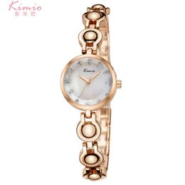 Horloges KIMIO Quartz Diamond Polshorloge Legering Rose Goud Vrouwen Armband Jurk Vrouw Horloges Dames K6229
