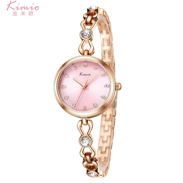 Muñecos de pulsera Kimio Quartz Diamond Wrist Reloj aleación de oro rosa Mujer vestido de pulsera mujer relojes damas k6276s