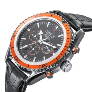 Relojes de pulsera KIMSDUN marca superior tendencia de lujo deportes astronauta automático mecánico reloj de hombre correa de cuero luminosa reloj de regalo Casual