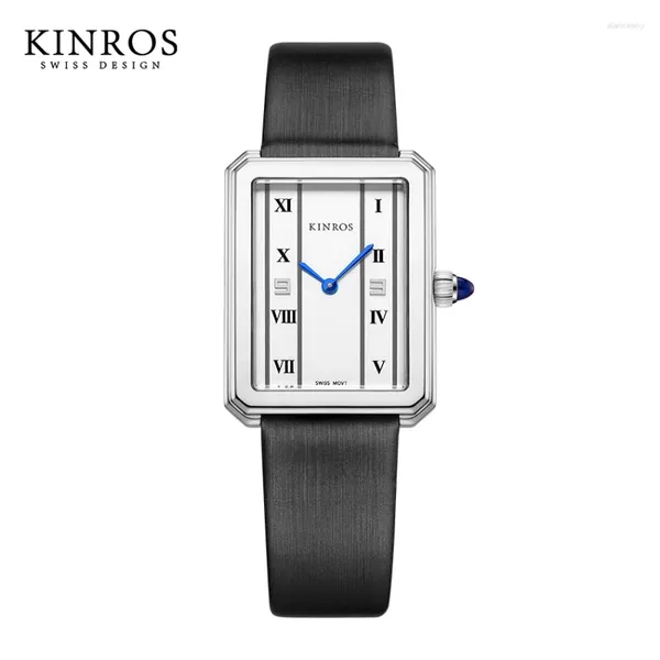 Relojes de pulsera Kinros Reloj de lujo para mujer Marca Moda Impermeable Espejo de zafiro Pequeño cinturón cuadrado Cuarzo