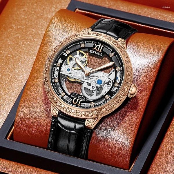 Relojes de pulsera KINYUED Moda Relojes mecánicos automáticos para hombres Top Reloj masculino Esqueleto Deporte Reloj de pulsera para hombre Relogio Masculino