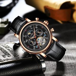 Polshorloges kinyued Jinyueda herenhorloge multifunctionele ster Simple Classic Business Style Automatic Mechanical Men Mens