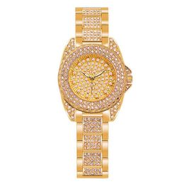 Montres-bracelets Style coréen pleine chaîne de diamants montre pour femme or Lucury femmes mode Bracelet 2023 cadeau pour femme montres-bracelets