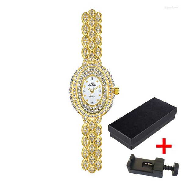 Montres-bracelets Version coréenne rétro cadran ovale or argent complet diamant montre pour femme élégante chaîne Quartz étanche marque femmes