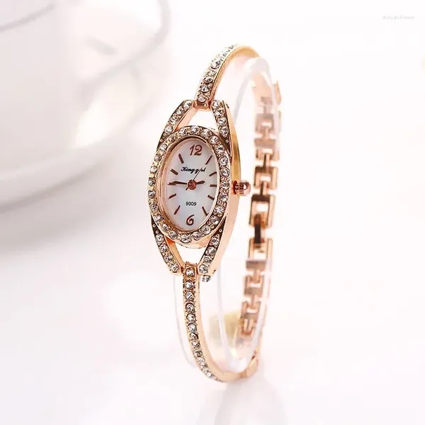 Montres-bracelets dames mode bracelet montre en acier inoxydable cristal quartz mince bracelet exquis petit