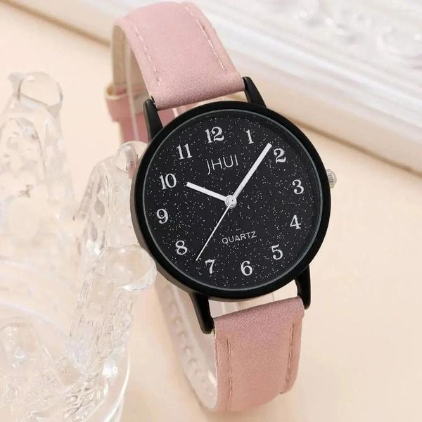 Montre-bracelets pour dames Fashion Small Fresh Digital Pointer en cuir Watch Junior High School Casual Trend Sports