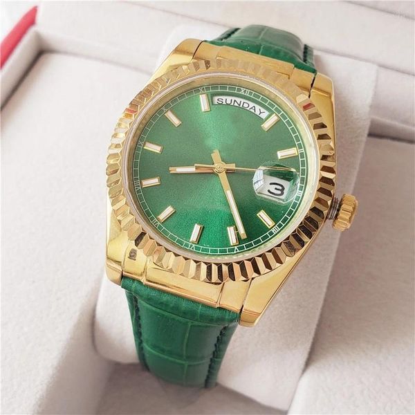 Montres-bracelets dames de luxe 36mm cadran en or miroir vert automatique mécanique en acier inoxydable 904L montre de haute qualité